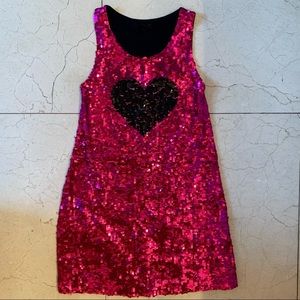 Flowers by Zoe Pink Sequin Heart Dress